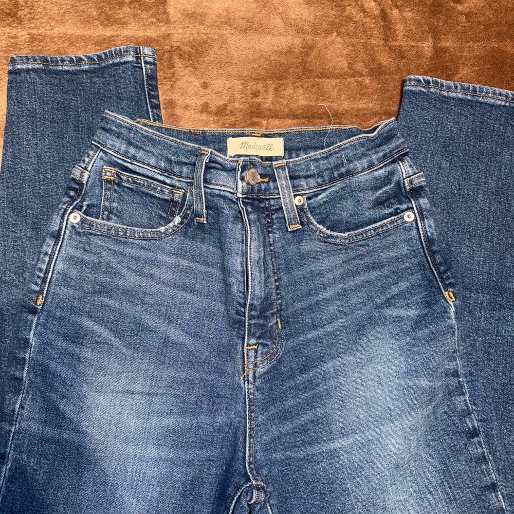 Madewell Blue Denim with Tan Stitching